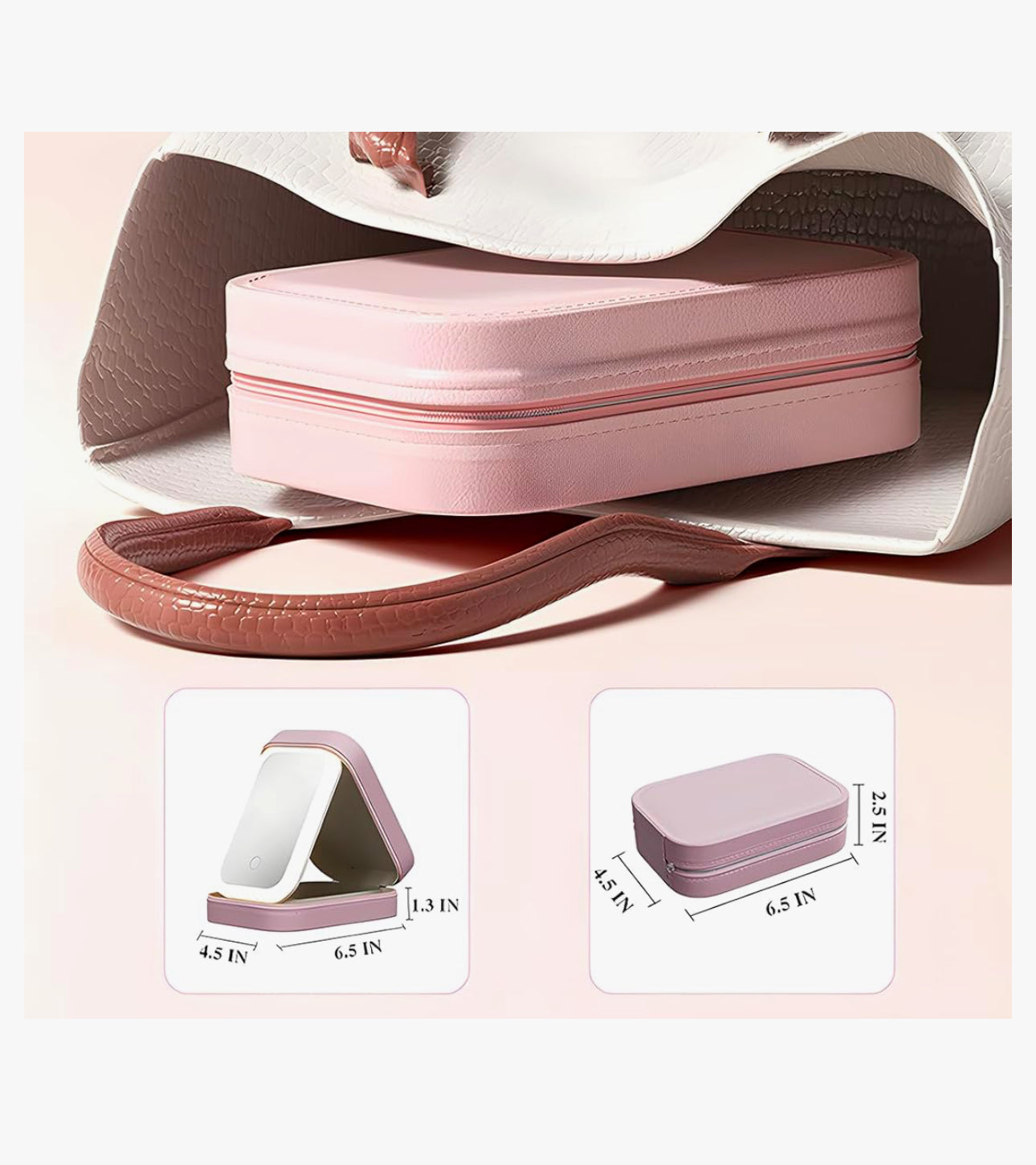 Foldable Storage Box with Cosmetic LED Mirror