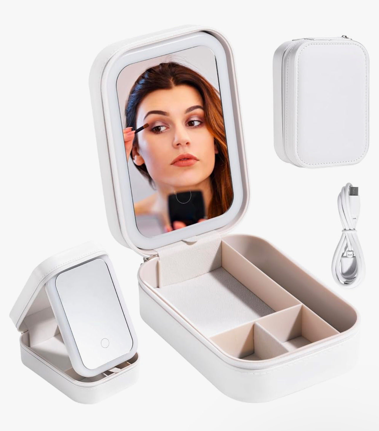 Foldable Storage Box with Cosmetic LED Mirror