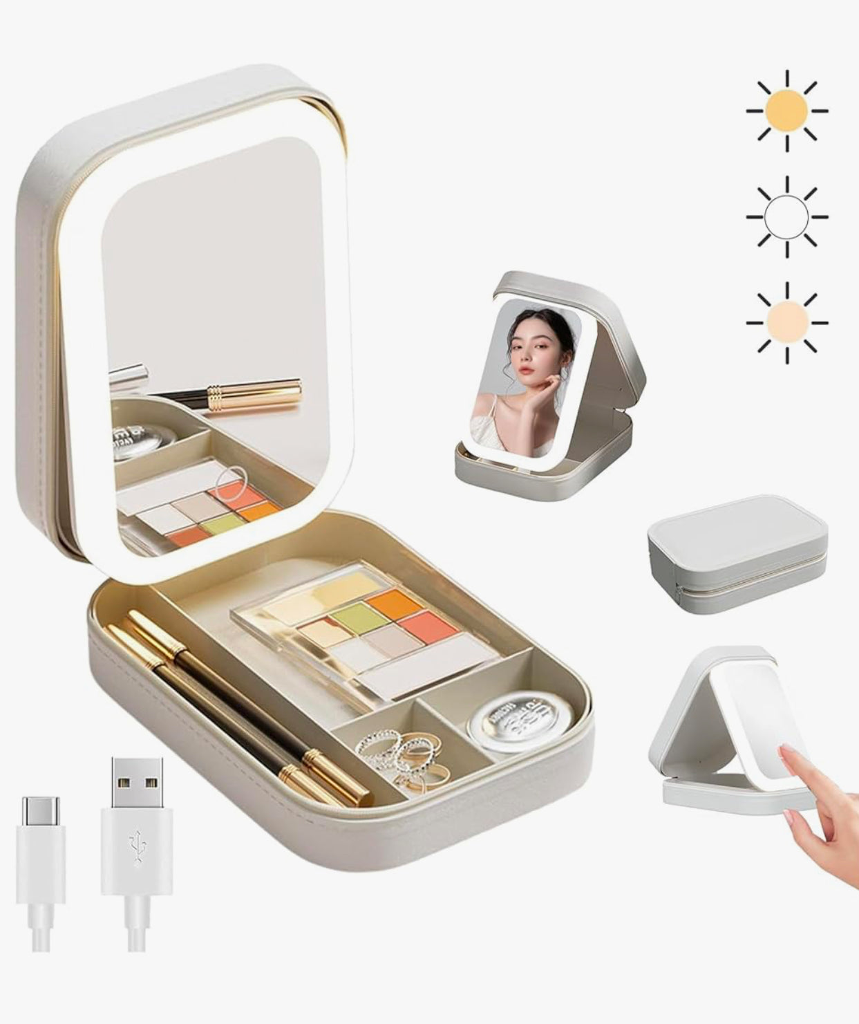 Foldable Storage Box with Cosmetic LED Mirror