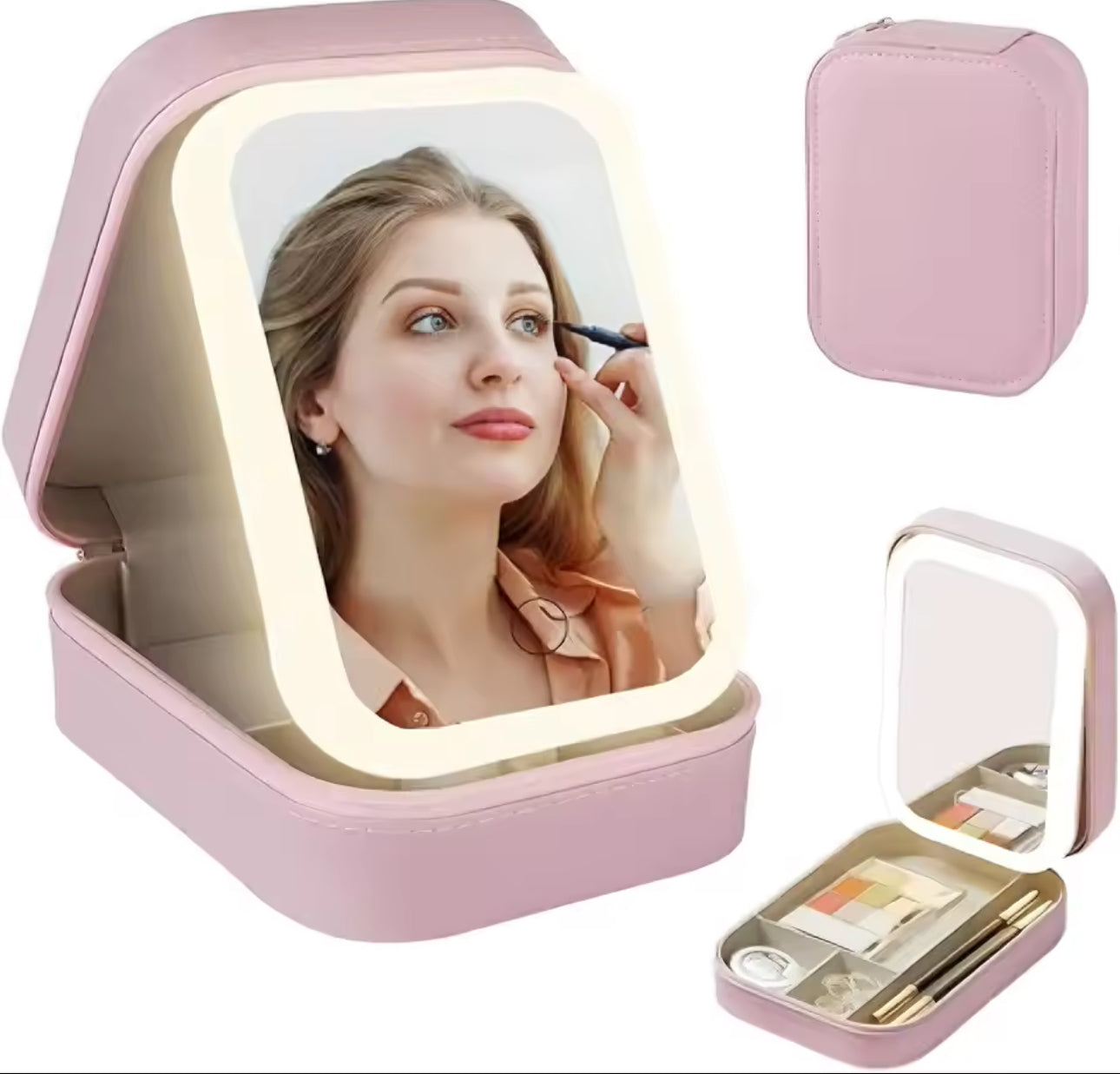 Foldable Storage Box with Cosmetic LED Mirror