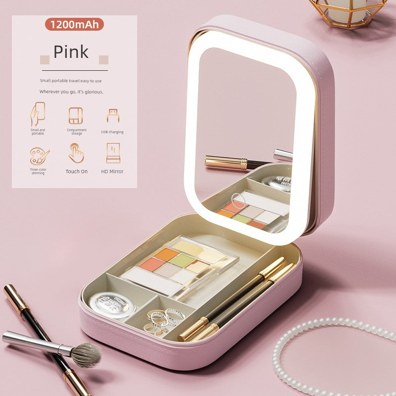 Foldable Storage Box with Cosmetic LED Mirror